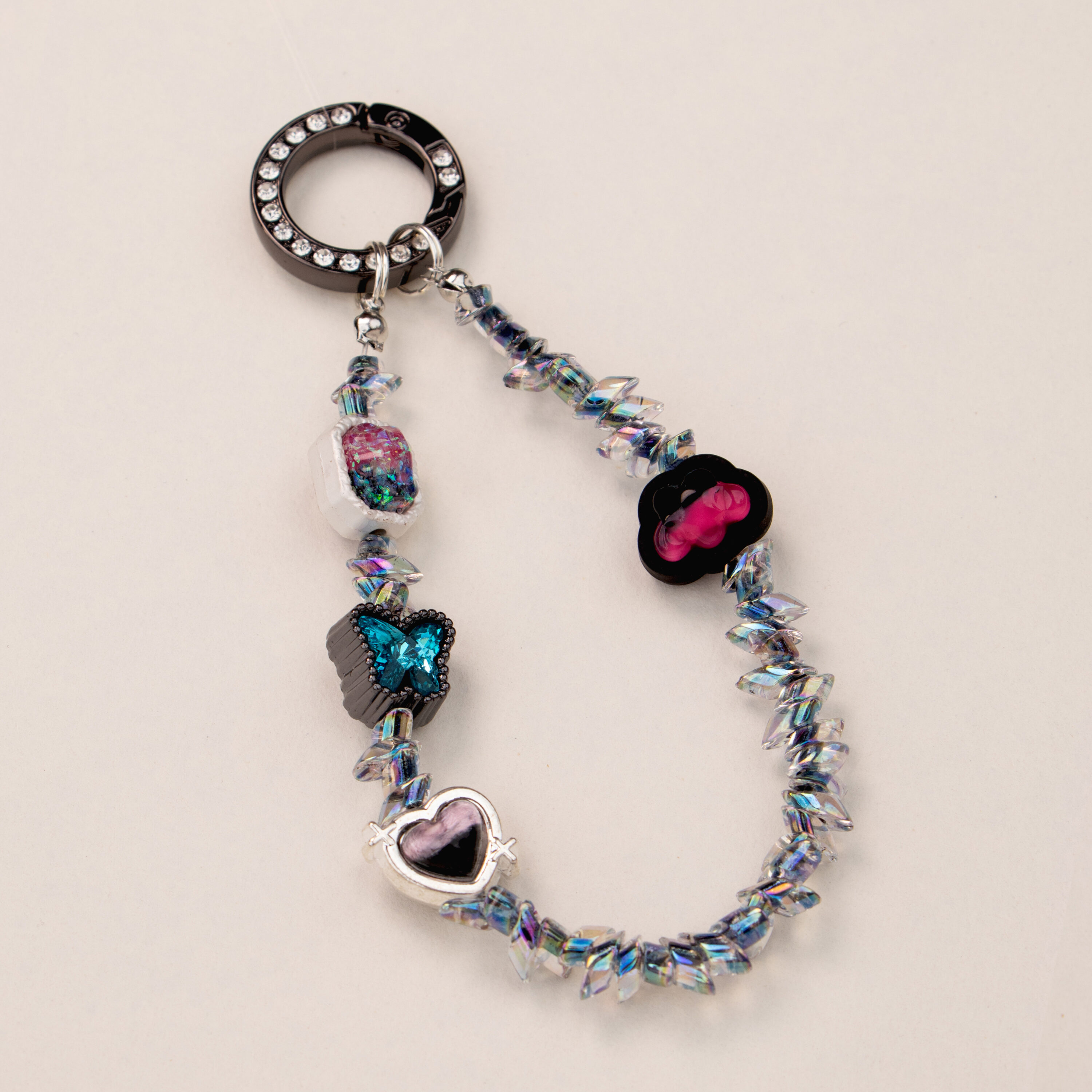 Midnight Flutter Beaded Phone Charm